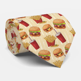 Niedliche Fast Food Hamburgers Pommes frites Pop Krawatte