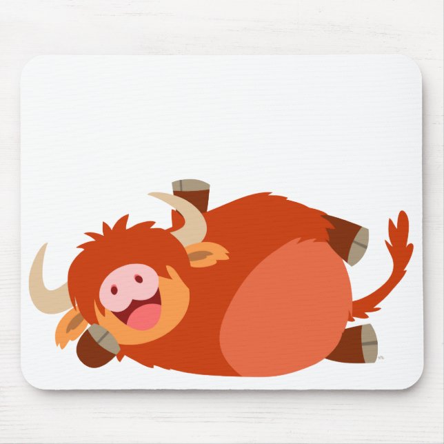 Niedliche faule Cartoon-Hochland-Kuh Mousepad (Vorne)