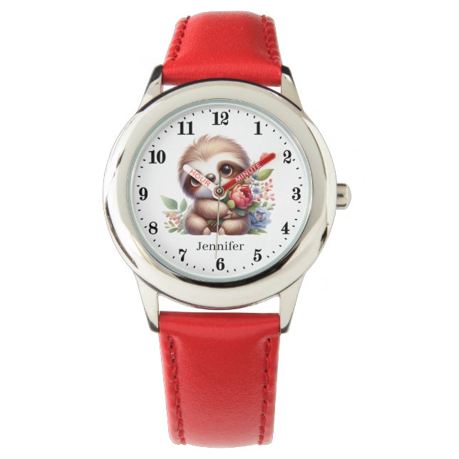 Niedliche Faulenzer tragen Namen Armbanduhr (Vorderseite)