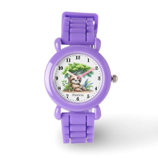 Niedliche Faulenzer tragen Namen Armbanduhr (Vorderseite)