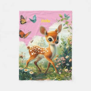 Niedliche Fauna in Blume Field Fleece Blanket