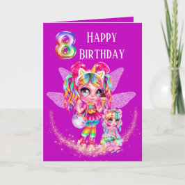 Niedliche Fee 8. Geburtstag Regenbogen animiert Ma Karte