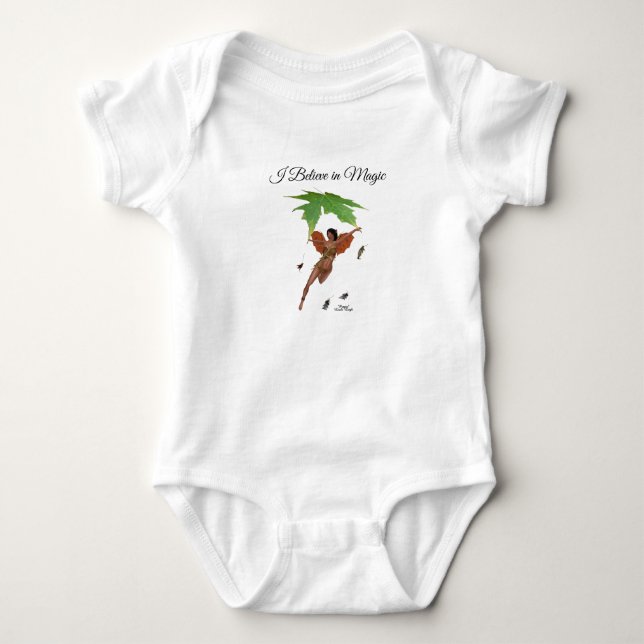 Niedliche Fee mit braunen Wings Baby Bodysuit Baby Strampler (Vorderseite)