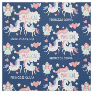 Niedliche feenhafte Prinzessin-und Unicorn-Kinder Stoff