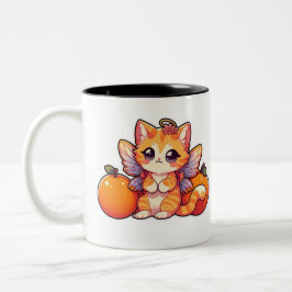 Niedliche Feenkatze mit Orangen Zweifarbige Tasse