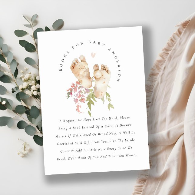 Niedliche Feet Pink Blumenbücher für Babydusche Begleitkarte (Von Creator hochgeladen)