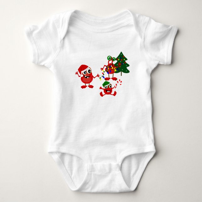 Niedliche Feiertags-Weihnachtsmonster Baby Strampler (Vorderseite)