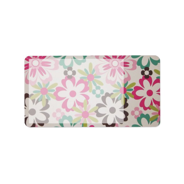 Niedliche, feine, farbenfrohe Frühlingsblumen Adressaufkleber (Vorne)