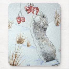 niedliche Feldmaus Winterschneeszene Mousepad