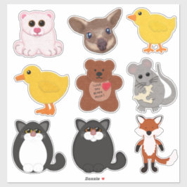Niedliche Felt Look Critters Mouse Fox Bear Fox Aufkleber