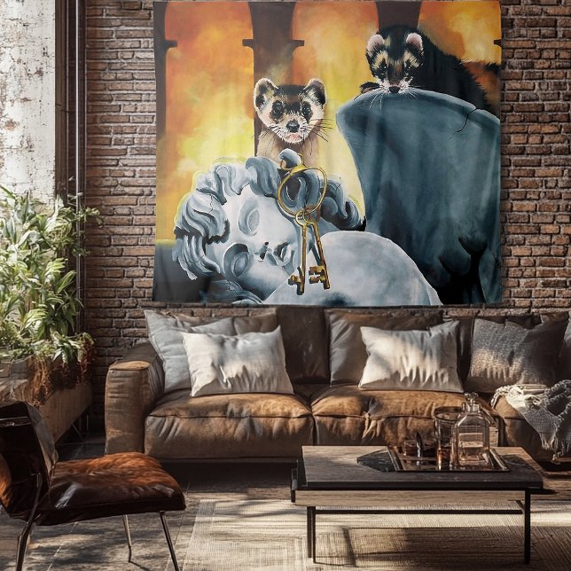 Niedliche Ferret Keys Cherub Wandteppich (Von Creator hochgeladen)