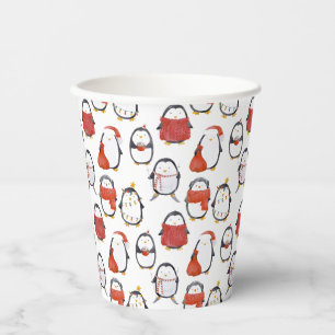 Niedliche Feste Pinguine Muster Weihnachts-Party Pappbecher