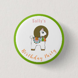 Niedliche festliche Pinata llama BIrthday Party Button