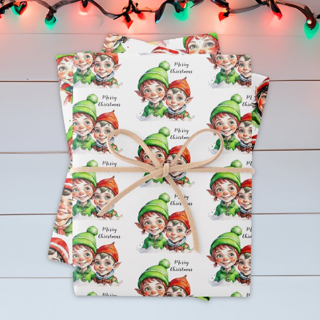 Niedliche festliche Vintage Elfen Weihnachten Geschenkpapier Set (Von Creator hochgeladen)