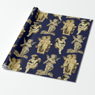 Niedliche festliche Vintage Flügeldrachengel Geschenkpapier