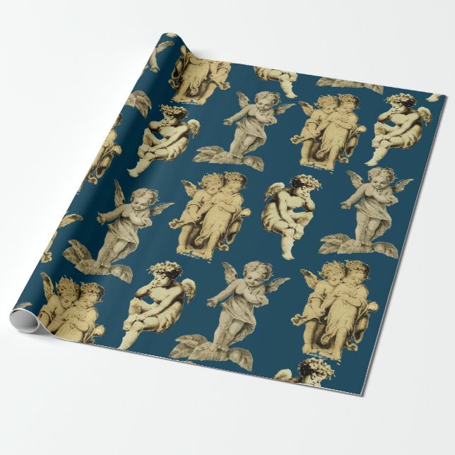 Niedliche festliche Vintage Flügeldrachengel Geschenkpapier (Ungerollt)