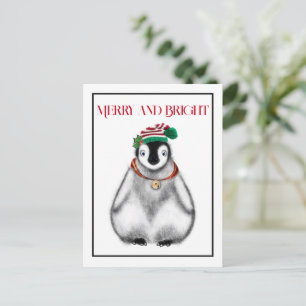 Niedliche Festtage Weihnachten Pinguin Postkarte