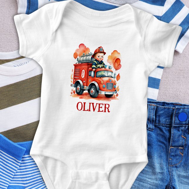 Niedliche Feuerwehrfahrzeuge und Feuerwehrmann Baby Strampler (Von Creator hochgeladen)