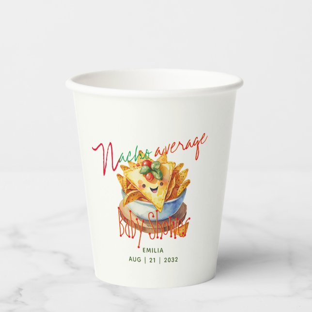Niedliche Fiesta Nacho Average Baby Dusche nach Ma Pappbecher (Vorderseite)