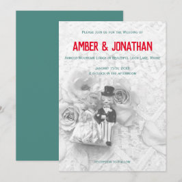 niedliche Figuren und Hochzeitseinladung II Einladung