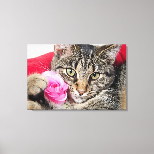 Niedliche Filmtablette Mit Rose Leinwanddruck (Vorderseite)