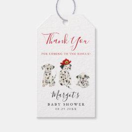 Niedliche Fireman Puppy-Baby-Dusche Geschenkanhänger
