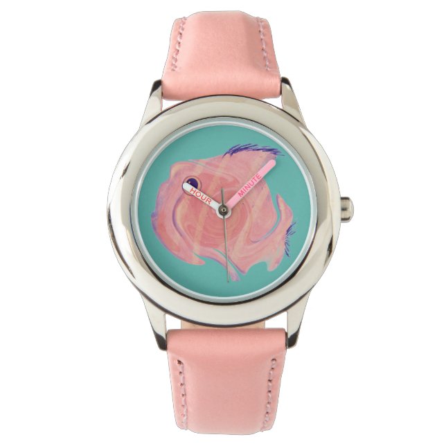 Niedliche Fisch-Beobachtung von Kindern Armbanduhr (Vorderseite)