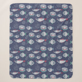 Niedliche Fisch-Muster-Decken Sherpadecke