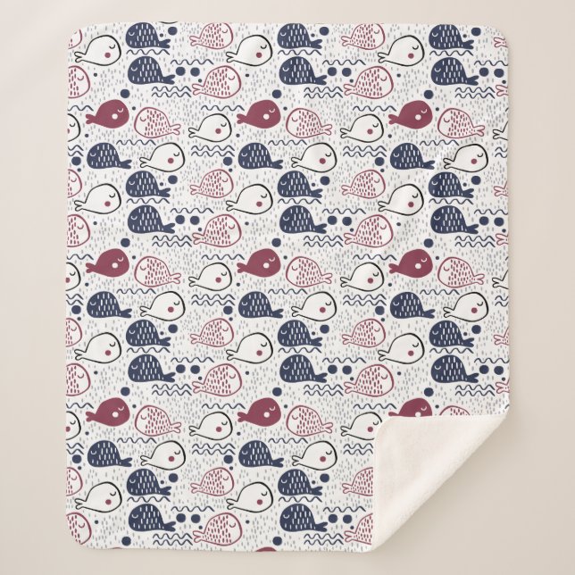 Niedliche Fisch-Muster-Decken Sherpadecke (Vorderseite)