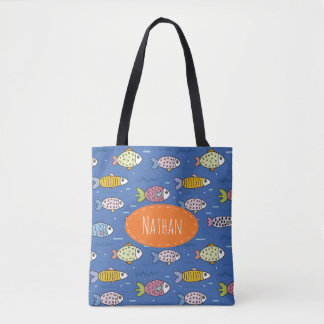 Niedliche Fischmuster Personalisierte Kids schwimm Tasche
