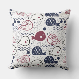 Niedliche Fish Pattern werfen Kissen