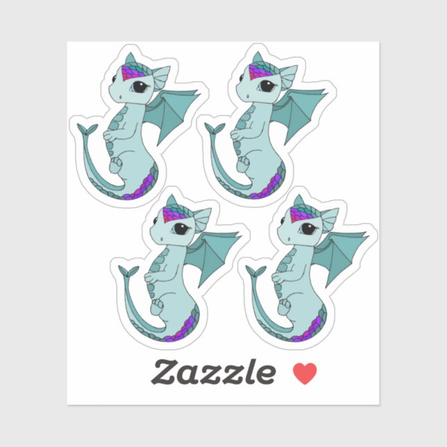Niedliche Fiszen Dragon-Design zodiac Aufkleber (Blatt)