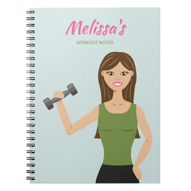 Niedliche Fitness Mädchen Zeichnend Workout-Hinwei Notizblock (Vorderseite)