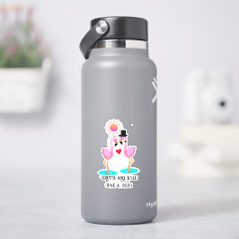 Niedliche Flamingo-Braut und Bräutigam Aufkleber