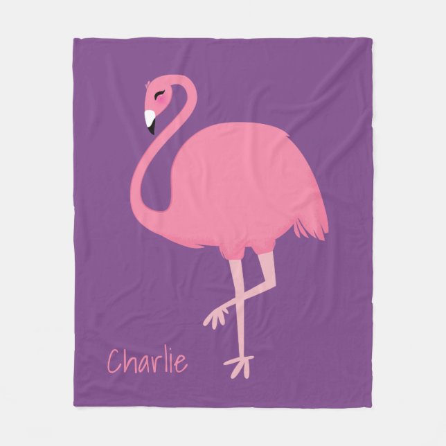 Niedliche Flamingo-individuelle Name-Fleecedecke Fleecedecke (Vorderseite)