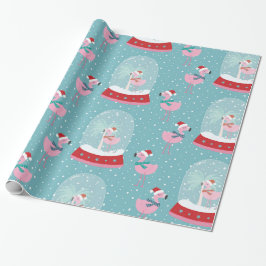 Niedliche Flamingo-Schneeglocken Geschenkpapier