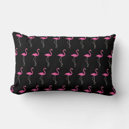 Niedliche Flamingos auf schwarz Lendenkissen