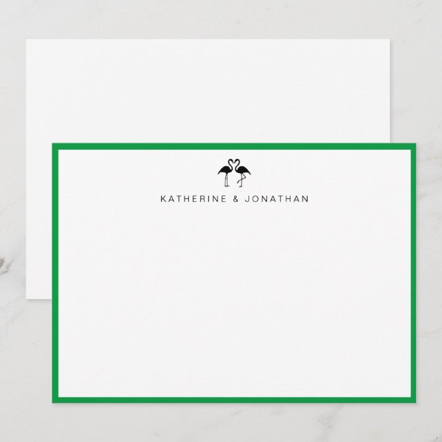 Niedliche Flamingos Couple Note Card Mitteilungskarte (Vorne/Hinten)