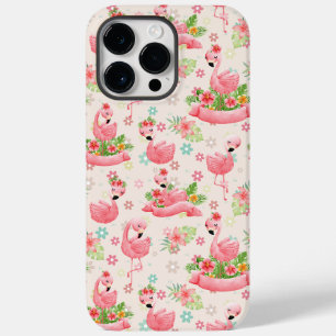 Niedliche Flamingos und tropische Blume Case-Mate iPhone 14 Pro Max Hülle