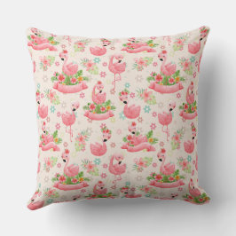 Niedliche Flamingos und tropische Blume Kissen