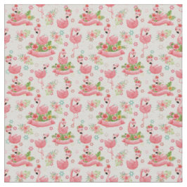Niedliche Flamingos und tropische Blume Stoff