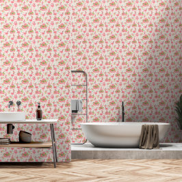 Niedliche Flamingos und tropische Blume Tapete