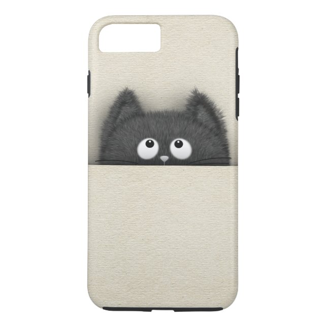 Niedliche flaumige schwarze Katze, die heraus Case-Mate iPhone Hülle (Rückseite)
