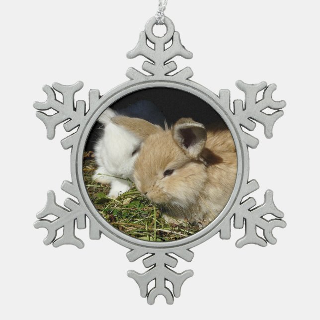 Niedliche, flauschige Bundsen Schneeflocken Zinn-Ornament (Vorderseite)