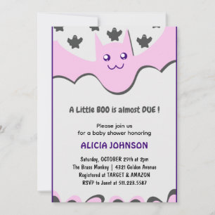 Niedliche Fledermaus Lila Little Boo Halloween Kin Einladung