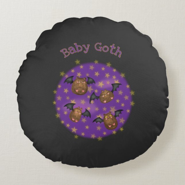 Niedliche Fledermäuse Baby Goth Rund Kissen (Vorderseite)