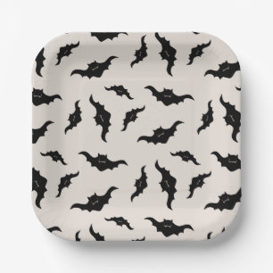 Niedliche Fledermäuse Halloween Black & Creme Part Pappteller