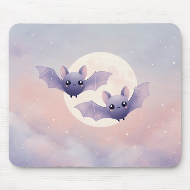 Niedliche Fledermäuse mit Vollmond - Mousepad (Vorne)