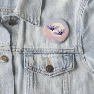 Niedliche Fledermäuse mit Vollmond - Schaltfläche Button