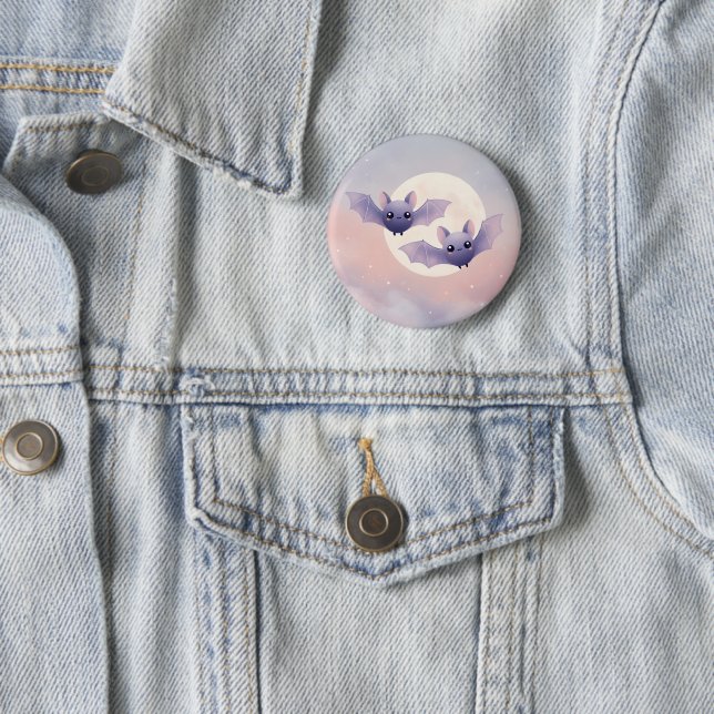 Niedliche Fledermäuse mit Vollmond - Schaltfläche Button (Beispiel)
